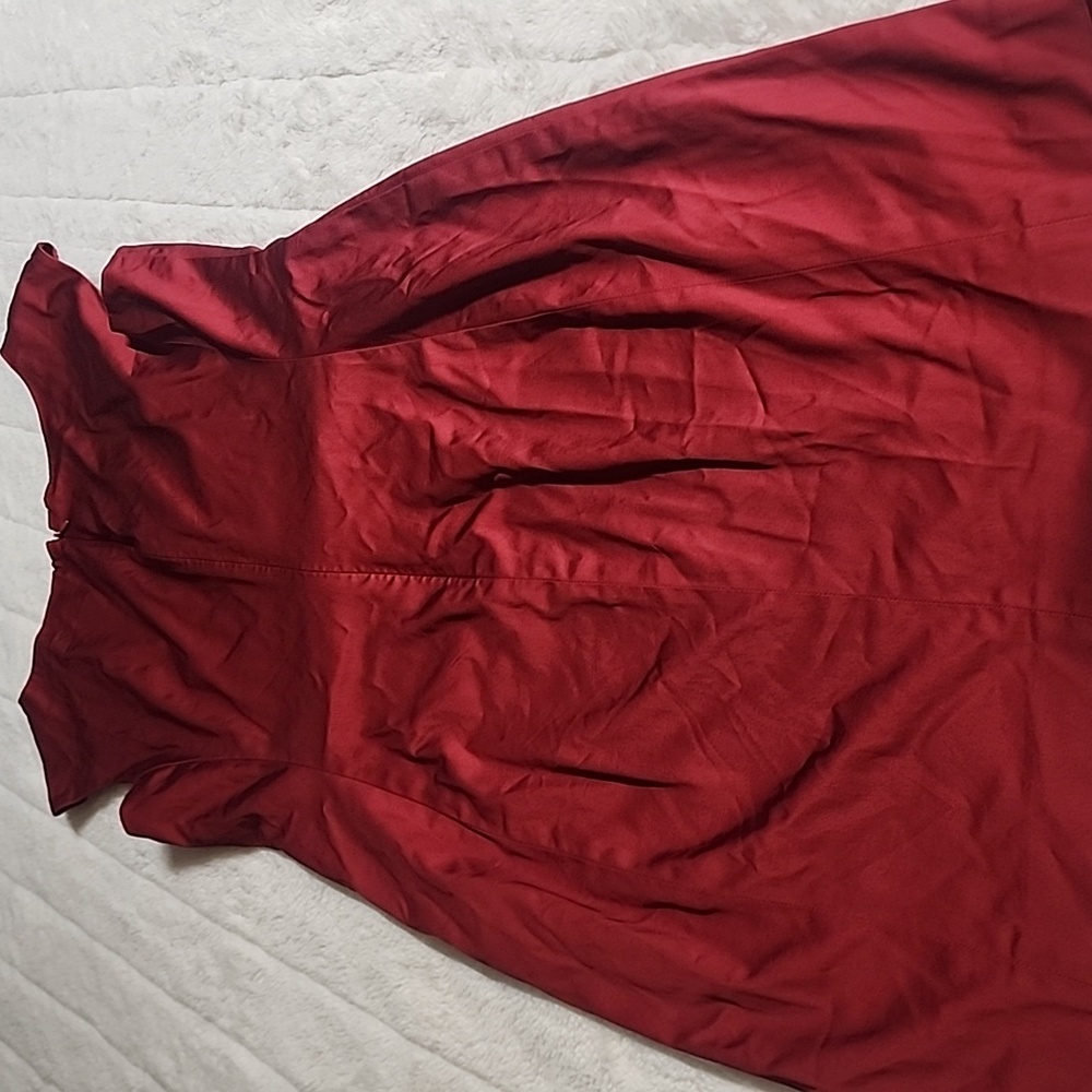 Ralph Lauren Burgundy Satin Midi Dress - Picture 5 of 7